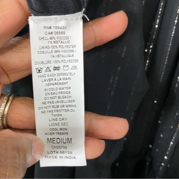 ELAN Shimmer Stripe Maxi Dress Black Silver - Picture 15 of 15